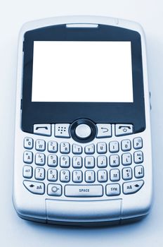 pda or cell phone isolated on a white background with blank screen