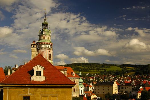 Czech Krumlov tower view, Czech