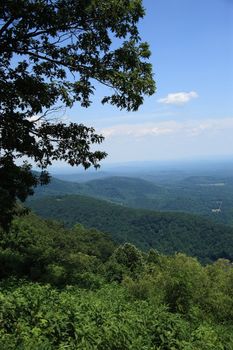 Summertime view from Blue Ridge Parkway scenic byway.