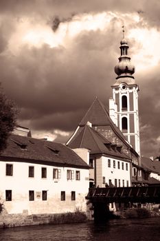 Czech Krumlov cathedral view, Czech