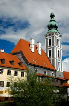 Czech Krumlov cathedral view, Czech