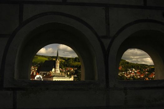 Czech Krumlov cathedral view, Czech