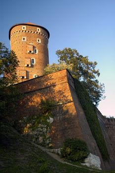 Tower of the Royal Castle Wawel in Krakow (Poland)