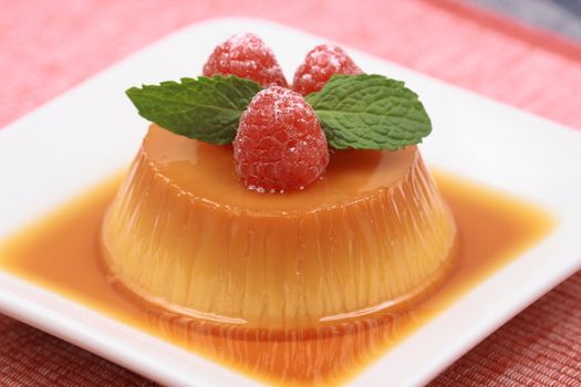 Delicious home made flan  cooked with organic milk sugar and baked slow  to get that perfect color