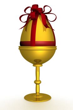 Gold egg in packing. 3D image. The isolated illustration.