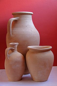 Earthenware jar, jug and pot