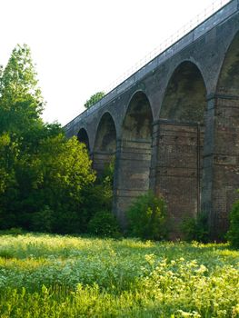 Brick English Victorian Viaduct in Summer at Dawn