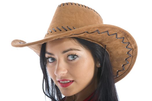 Sexy cowboy on white background