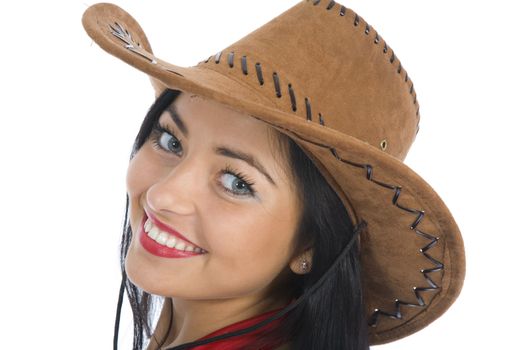 Sexy cowboy on white background