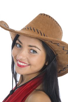 Sexy cowboy on white background