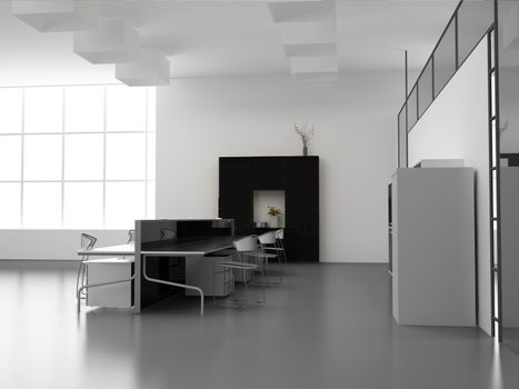 the modern office interior design (3d render)
