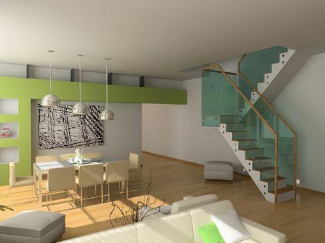 modern interior design (private apartment 3d rendering)
