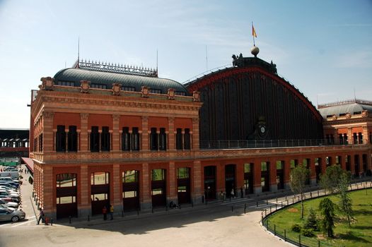 madrid train station in spain,  horizontally framed shot    