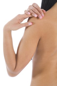 Woman back on white background
