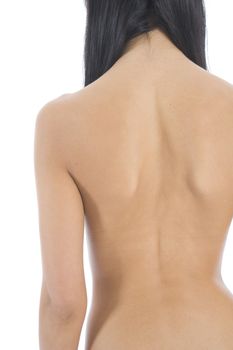 Woman back on white background