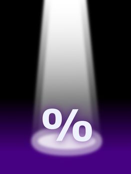 percent sign in sportlight showing discount concept