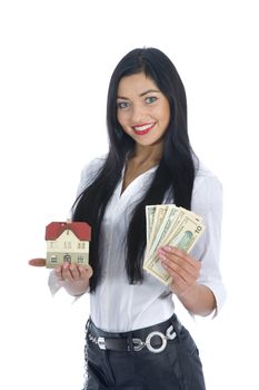 business woman  working on isolated background