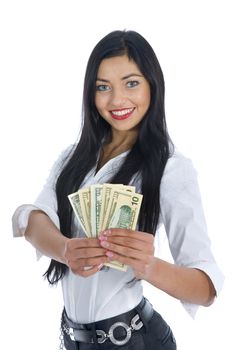 business woman  working on isolated background