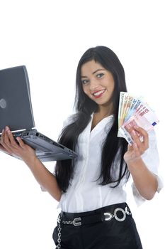 business woman  working on isolated background