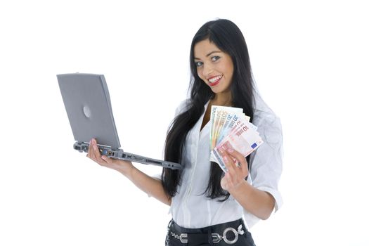 business woman  working on isolated background