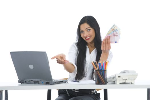 business woman  working on isolated background