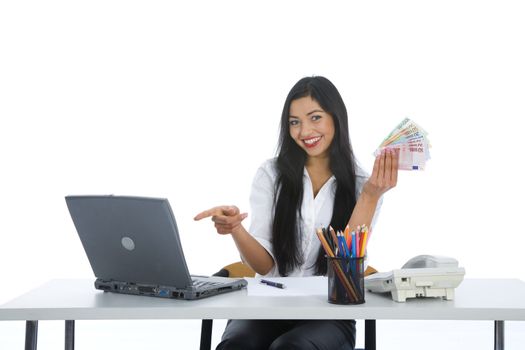 business woman  working on isolated background