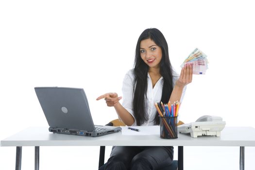 business woman  working on isolated background