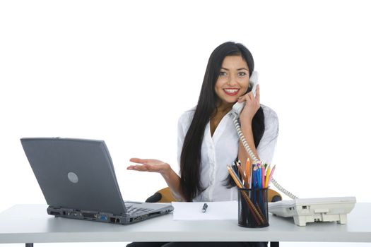 business woman  working on isolated background