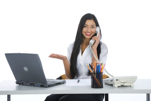 business woman  working on isolated background