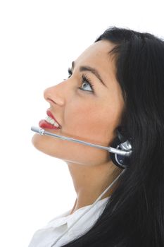 Business woman calling on white background