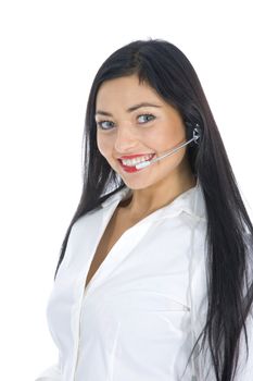 Business woman calling on white background
