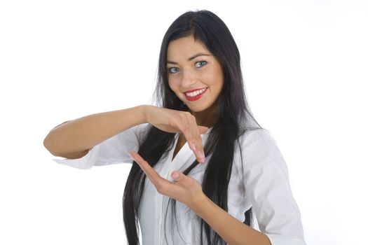 Business woman on white background
