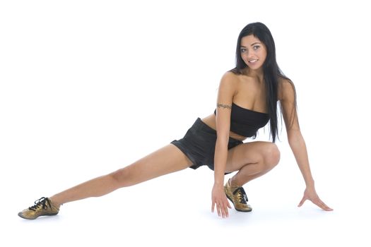 woman practicing fitness  on  isolated background
