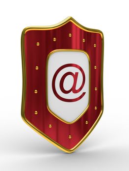 E-mail protection on white background. Isolated 3D image