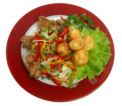 Georgian, food, dinner, fresh, meat, roast, mea