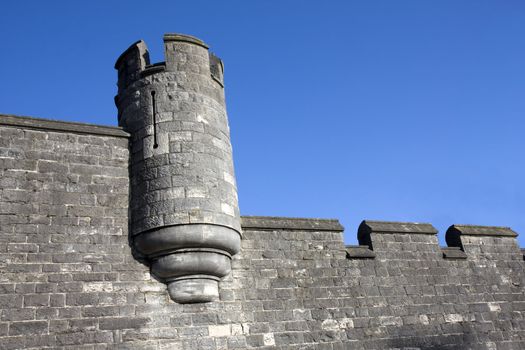 close up of the outer defensive wall of an English medieval castle