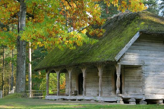 Old house at open-air museum in autumn, Latvia