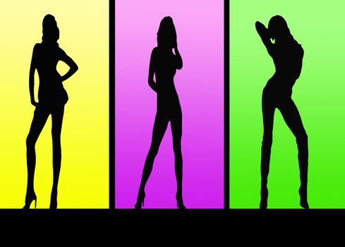 Sexy Girls Silhouette Abstract