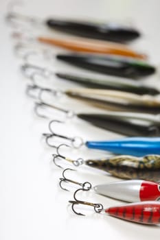 Fishing lure on white backbround