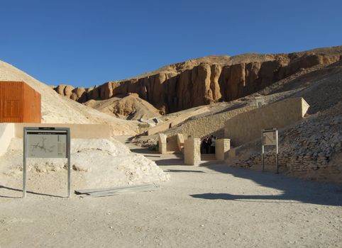 Input in an ancient tomb of the pharaon in a valley of tsars in Egypt