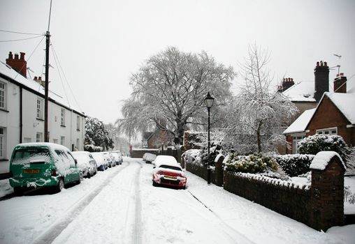 cardiff covered by snow, horizontally framed shot