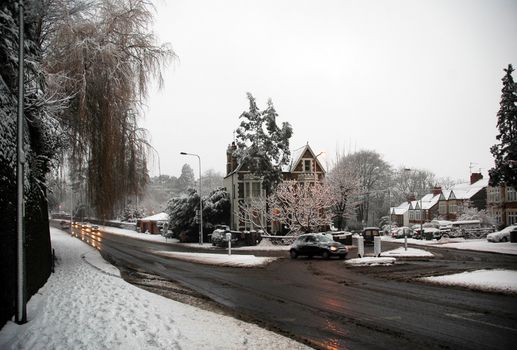 cardiff covered by snow, horizontally framed shot