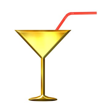 Cocktail with straw isolated in white