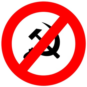 Anti communism sign isolated in white