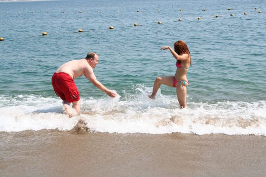 Portrait of couple on beach