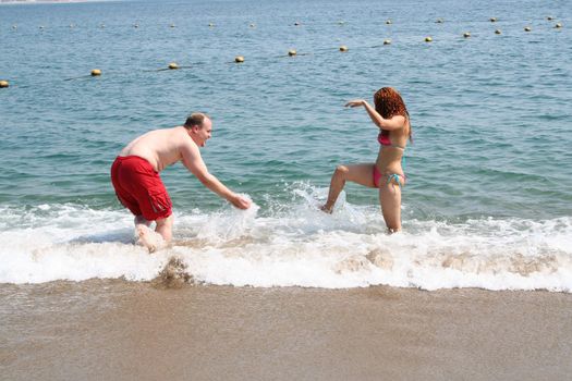 Portrait of couple on beach