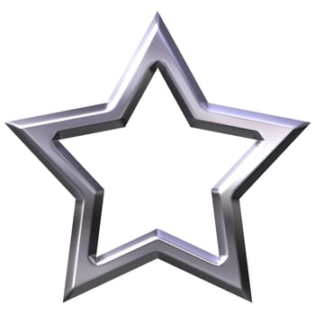 3d silver star frame isolated in white