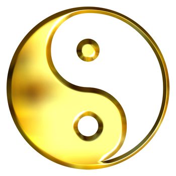 3d golden Tao symbol isolated in white