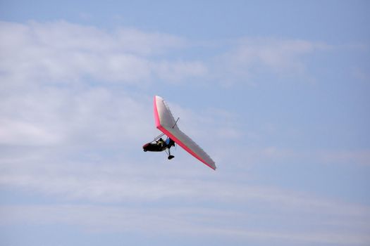 foot launched aeroplane on the sky