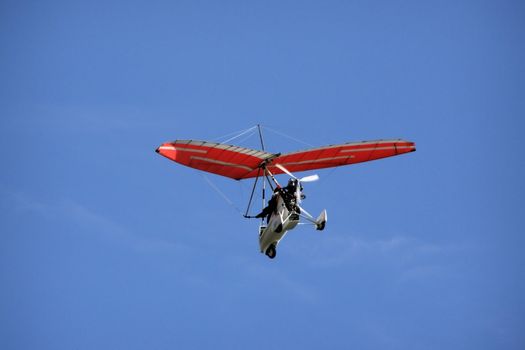 foot launched aeroplane on the sky